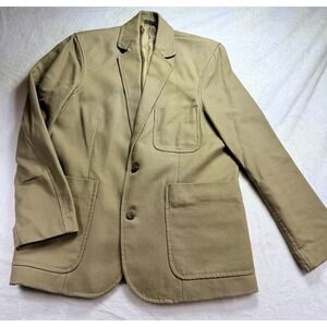 Duluth Trading Company Fire Hose Canvas Sport Coat Jacket Blazer Khaki Beige Med